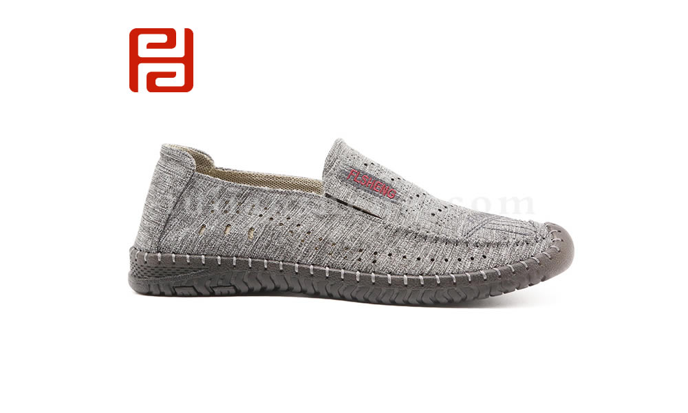 福連升夏透氣打孔商務(wù)休閑橡膠底車(chē)縫線老北京布鞋男涼鞋圖片