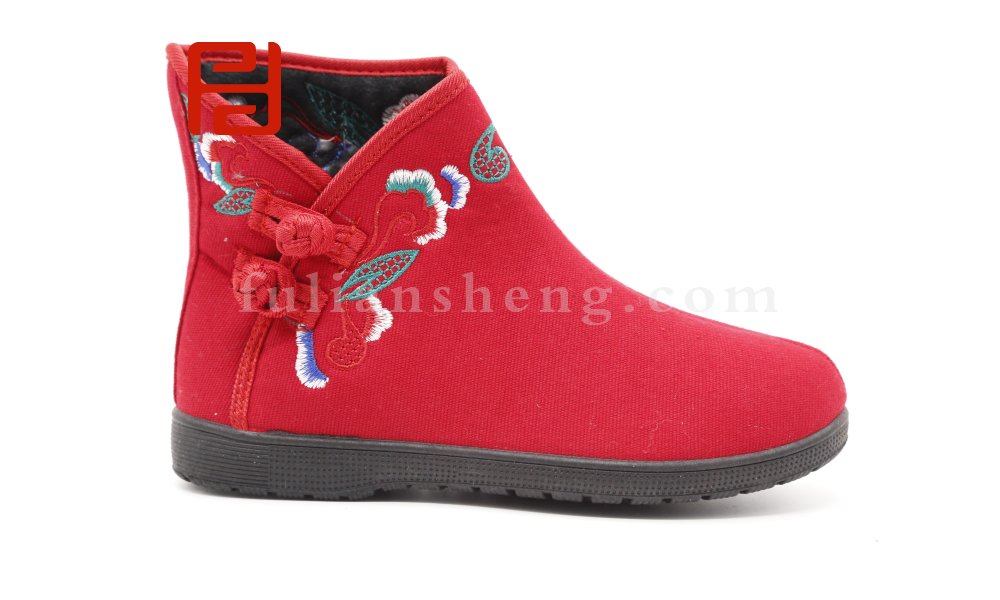 福連升老北京布鞋2020冬季新款民族風(fēng)中國風(fēng)繡花印花短靴棉靴圖片