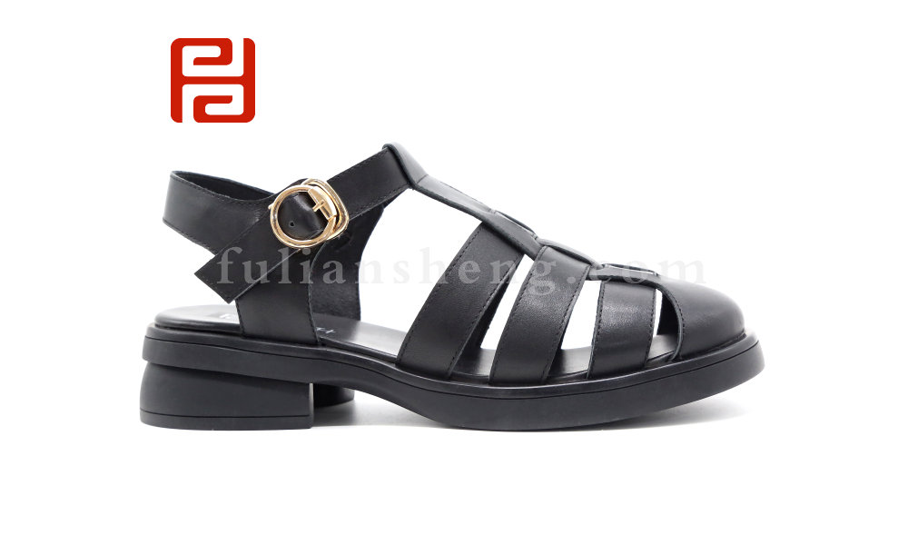 福連升夏季女鞋涼鞋復古森系羅馬鞋皮質(zhì)面料