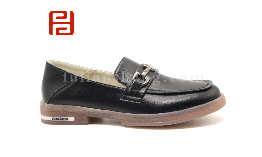 福連升女樂福英倫風(fēng)平底牛筋底淺口休閑單鞋百搭豆豆鞋圖片