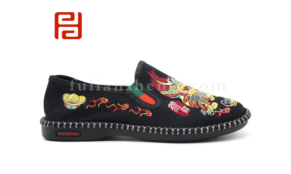 福連升老北京布鞋春男刺繡社會鞋子懶人一腳蹬潮流中國風(fēng)圖片