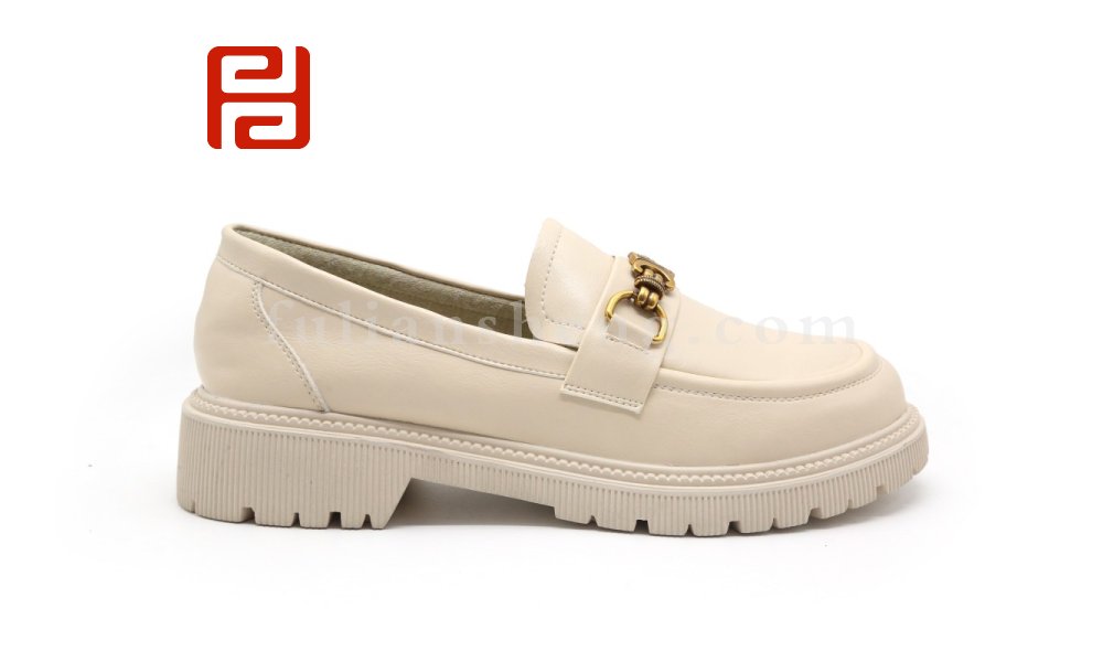 福連升休閑鞋女鞋英倫百搭粗跟厚底春秋樂福單鞋圖片