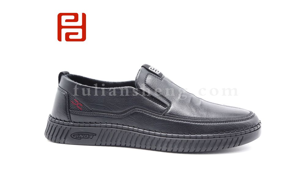 福連升商務(wù)休閑男鞋冬加絨保暖舒適平底男鞋圖片