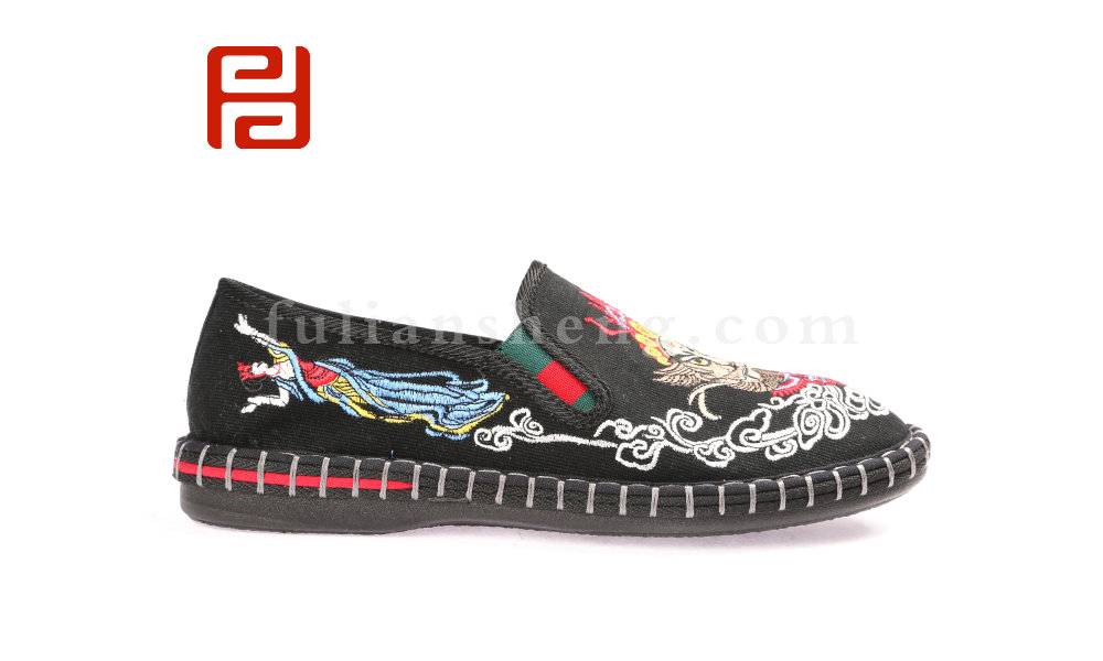 福連升男刺繡民族風(fēng)復(fù)古北京布鞋一腳蹬臉譜布鞋(圖4)