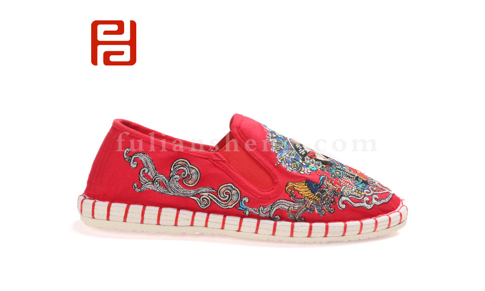 福連升中國(guó)風(fēng)老北京布鞋男繡花社會(huì)臉譜千層底軟底布鞋(圖4)